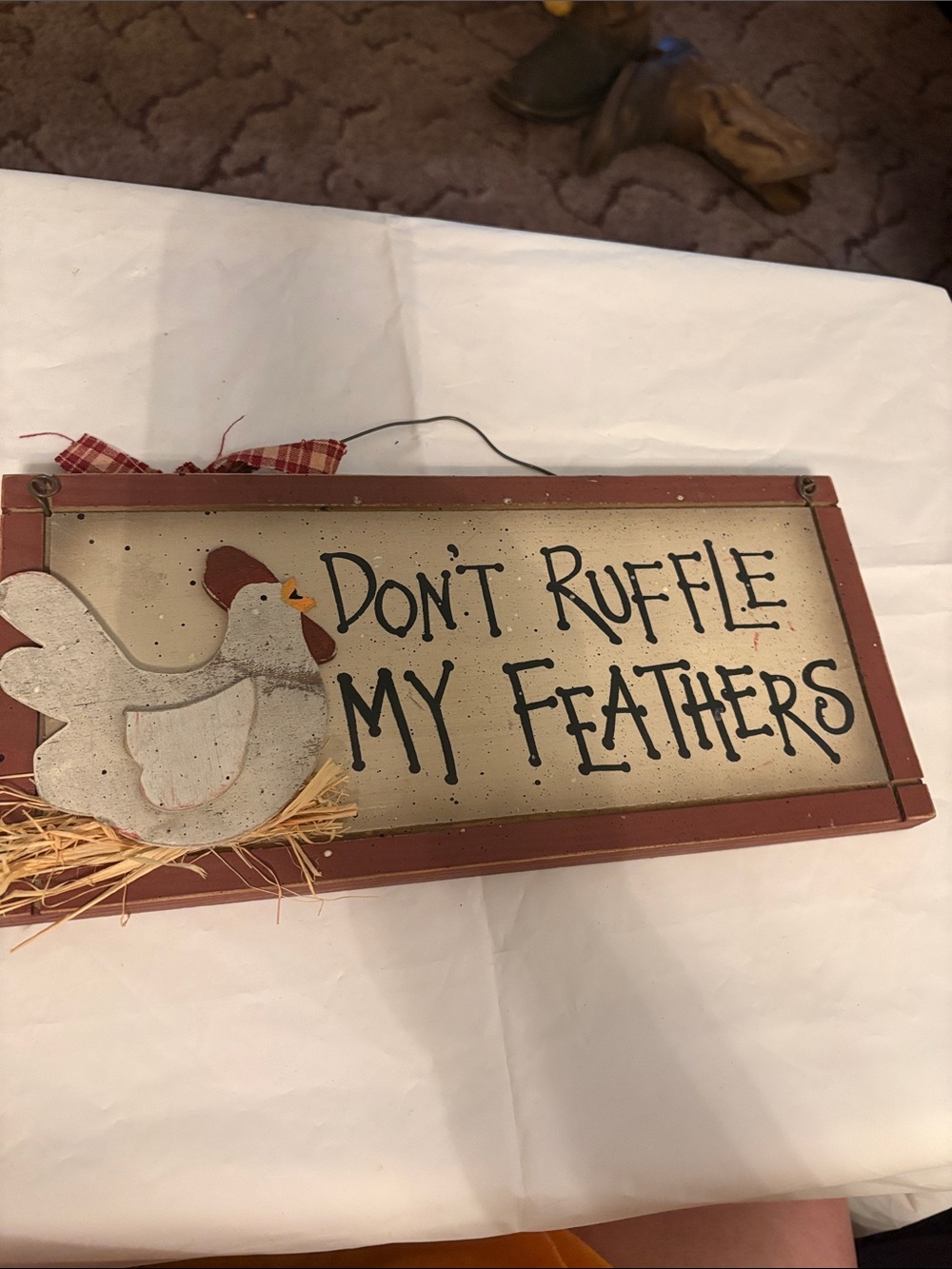 Rustic 'Don't Ruffle My Feathers' Wall Sign - Brown/Beige